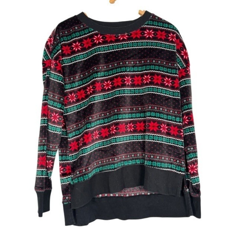 Secret Treasures Womens Christmas Pajama Set Velour‎ Nordic Print - Small